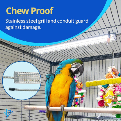 - Bird Cage Light for Soft Bill & Hook Bill Birds- Full Spectrum LED Pet Lamp (24" Hookbill Light)