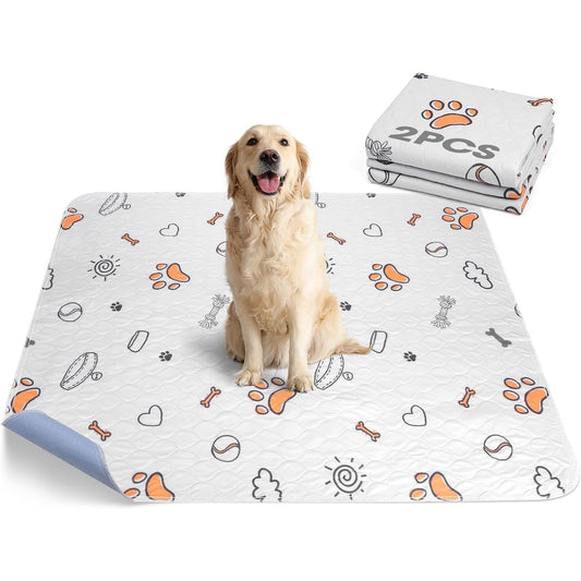 Washable Pee Pads for Dogs, 2 Pack Large 36"X41" Super Absorbent Reusable Training Pads, 100% Waterproof Non-Slip Puppy Whelping Playpen Indoor Mat Pet Supplies
