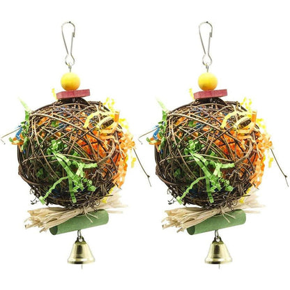 2 Pack Bird Chewing Toys Foraging Shredder Parrot Cage Shredder Hanging Toy for Cockatiel Conure African Grey Amazon