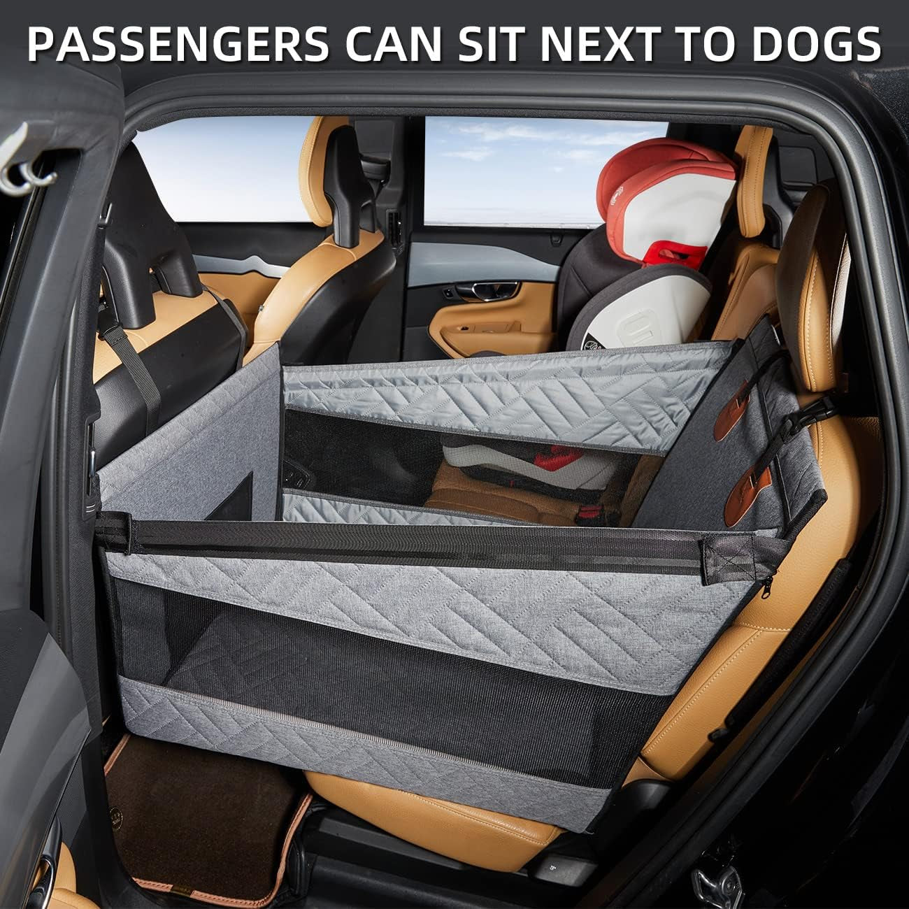 Large Dog Car Seat,Back Seat Extender for Dogs,Waterproof Medium Dog Seat Cover for Backseat, Pet Bed for Car Hammock(Black-L)