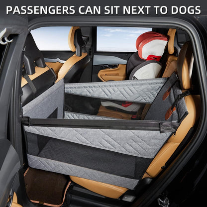 Large Dog Car Seat,Back Seat Extender for Dogs,Waterproof Medium Dog Seat Cover for Backseat, Pet Bed for Car Hammock(Black-L)