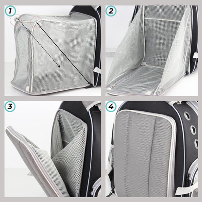 Cat Carrier Backpack, Bubble Dual Expandable Backpack Carrier, Pets and Small Dogs,Airline-Approved, Designed for Travel, Hiking, Walking & Outdoor Use (Dual Expandable-Black)