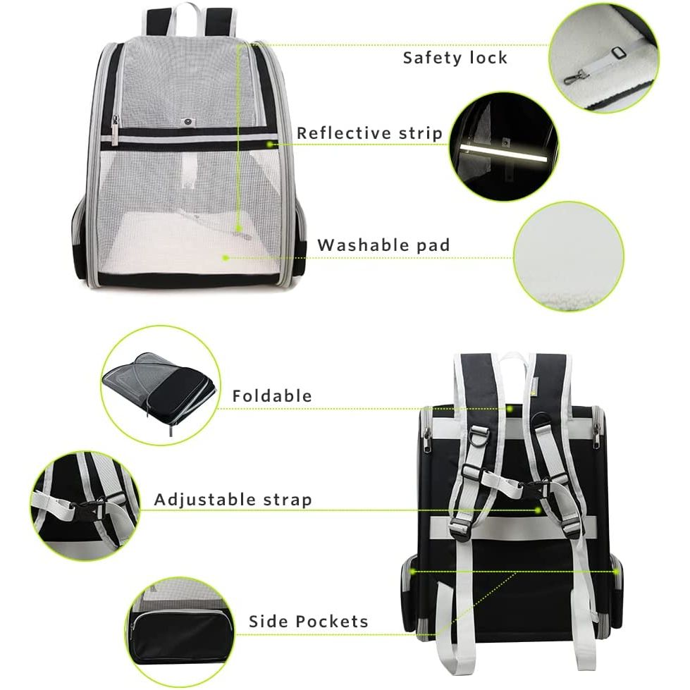 Innovative Traveler Bubble Backpack Pet Carriers for Cats and Dogs (Black)