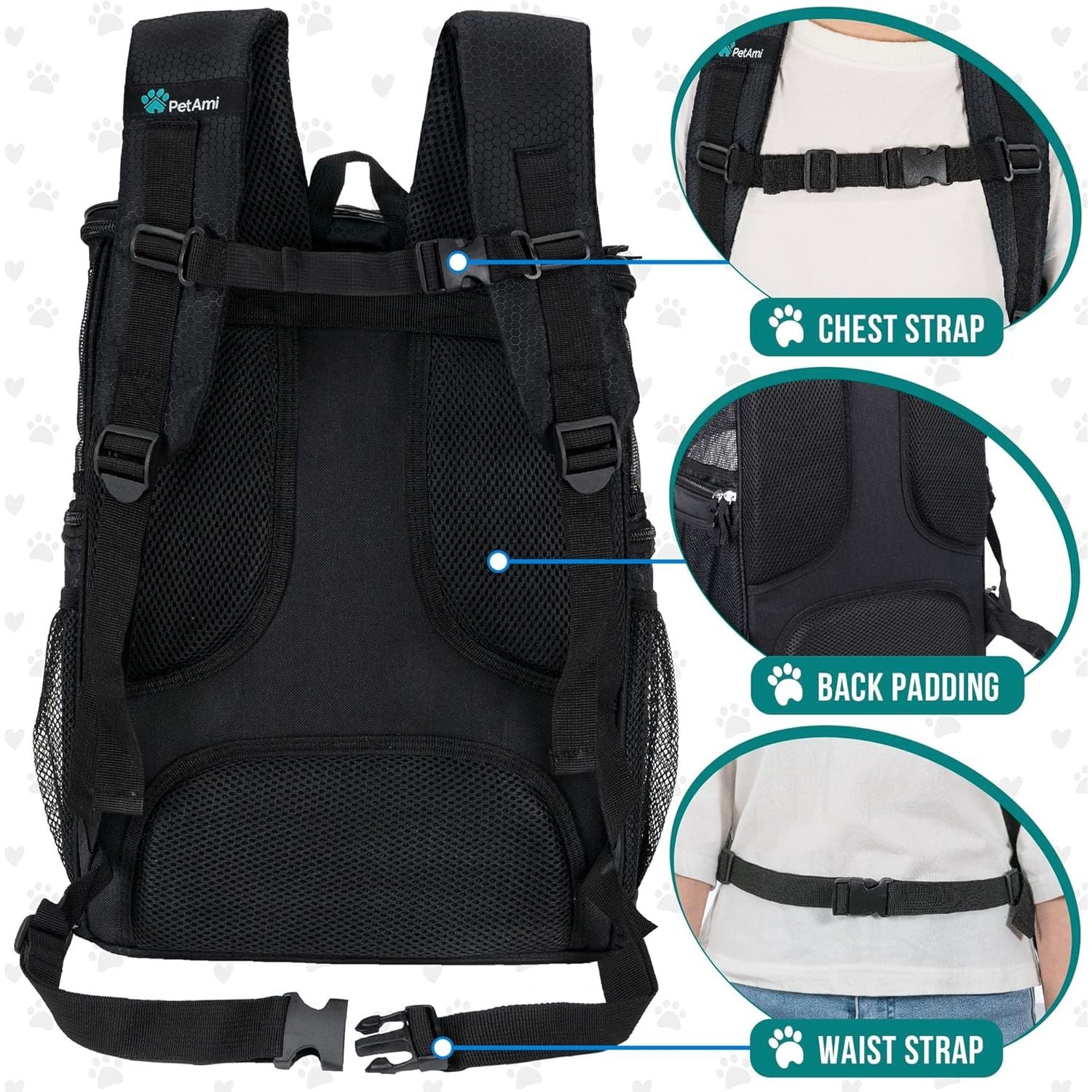 Dog Backpack Carrier, Airline Approved Cat Backpacks for Carrying Small Large Cats, Pet Carrier Back Pack, Ventilated Soft Sided for Travel, Hiking, Camping, Max 18 Lbs, Black