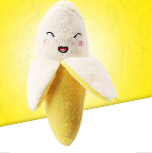 Pet Supply 1Pc Plush Banana Shape Dog Squeak Sound Toys Fruit Interactive Cat Dog Toy